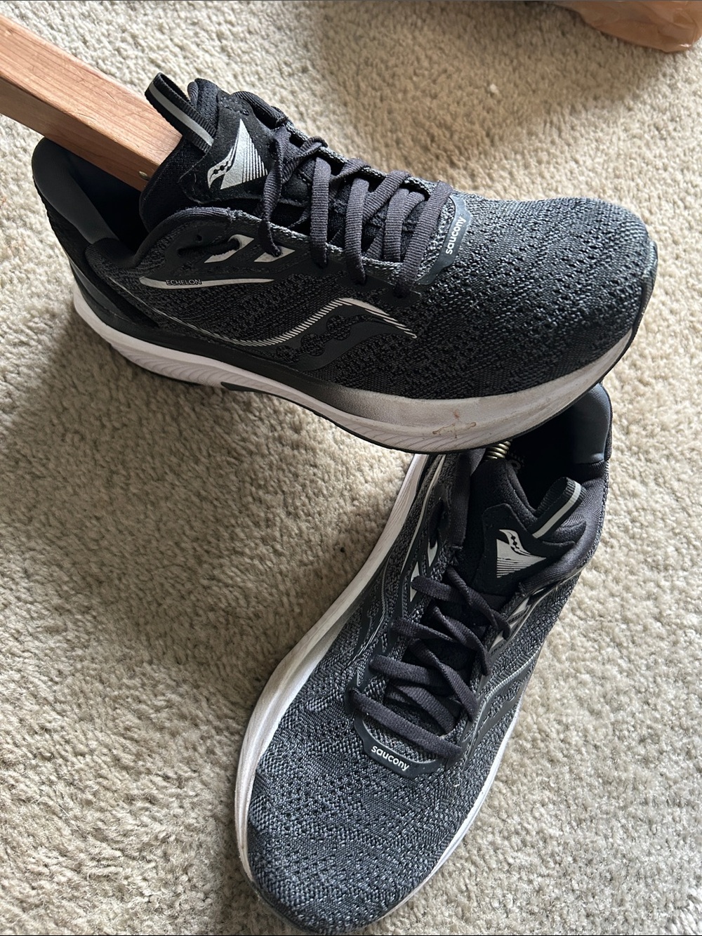 Saucony Men’s Black and White Knit Running Sneakers